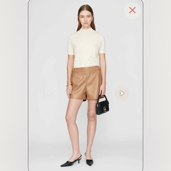Anine Bing Koa Tan/Brown Leather Shorts - Picture 1 of 9